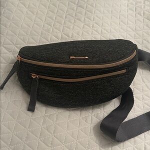 Grey Belt Bag with Rose Gold Zippers